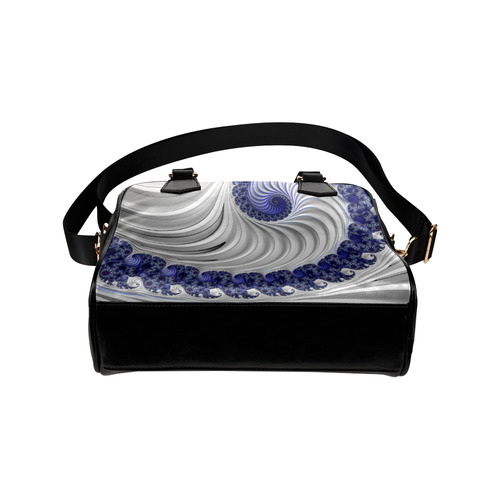Blue Lines & Waves Abstract Fractal Art Shoulder Handbag (Model 1634)