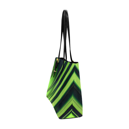 Diagonal Green/Black Abstract Euramerican Tote Bag/Large (Model 1656)