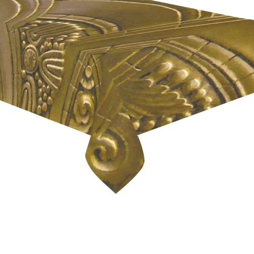 Beautiful Gold Art Deco Floral Cotton Linen Tablecloth 60"x 104"