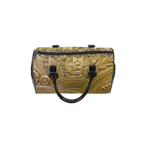 Beautiful Gold Art Deco Floral Boston Handbag (Model 1621)