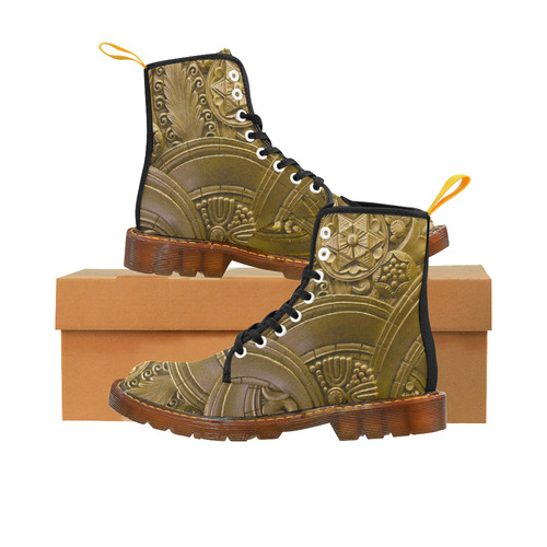 Beautiful Gold Art Deco Floral Martin Boots For Women Model 1203H