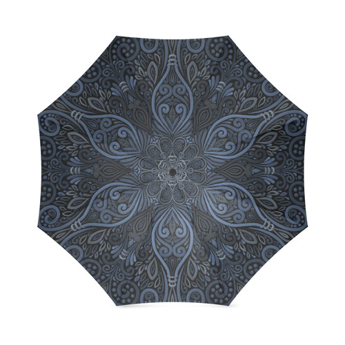 Blue Mandala Pattern with 3D effect Foldable Umbrella (Model U01)