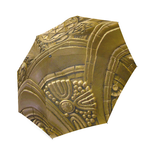 Beautiful Gold Art Deco Floral Foldable Umbrella (Model U01)