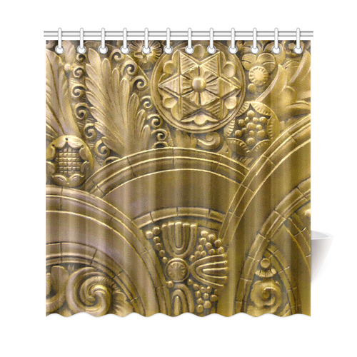 Beautiful Gold Art Deco Floral Shower Curtain 69"x72"