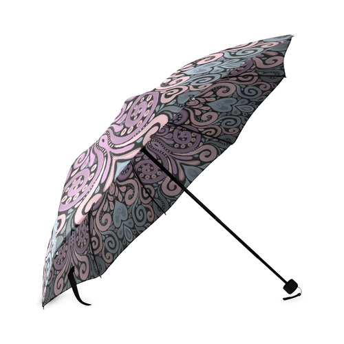 Pink, purple blue, Boho Watercolor Ornate Foldable Umbrella (Model U01)