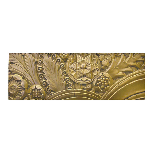 Beautiful Gold Art Deco Floral Area Rug 9'6''x3'3''