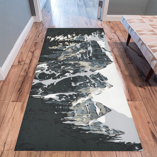 Mountain Road Canadian Rocky Mountain Landscape Area Rug 9'6''x3'3''