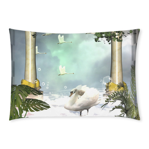 Beautiful swan Custom Rectangle Pillow Case 20x30 (One Side)