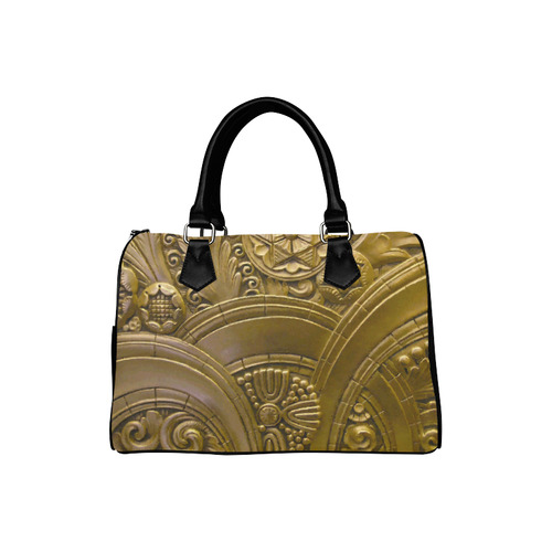 Beautiful Gold Art Deco Floral Boston Handbag (Model 1621)
