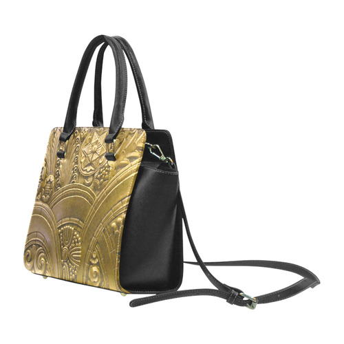 Beautiful Gold Art Deco Floral Classic Shoulder Handbag (Model 1653)