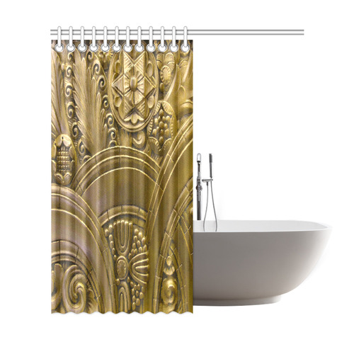 Beautiful Gold Art Deco Floral Shower Curtain 69"x72"