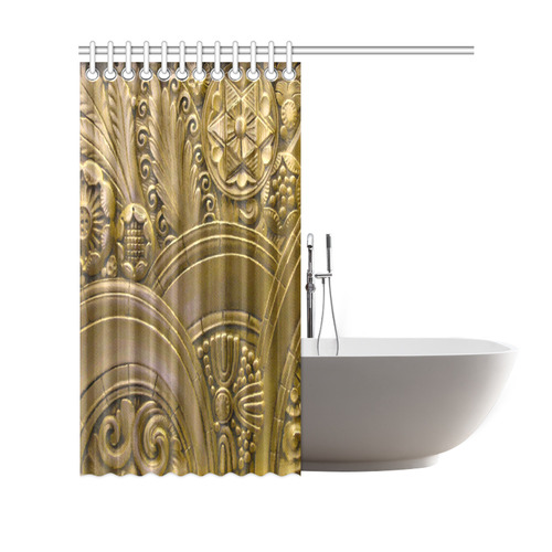 Beautiful Gold Art Deco Floral Shower Curtain 69"x70"