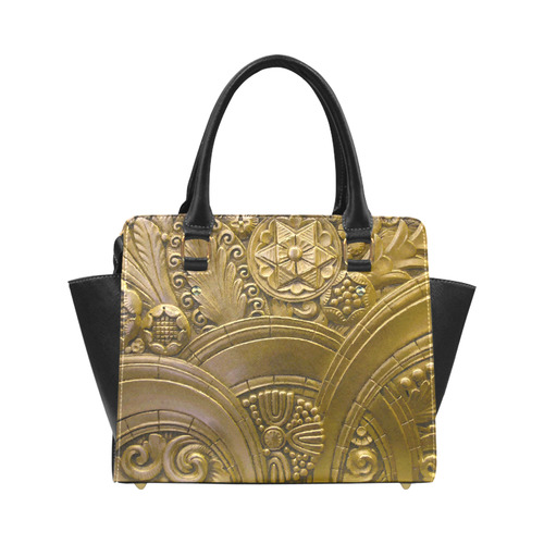 Beautiful Gold Art Deco Floral Classic Shoulder Handbag (Model 1653)