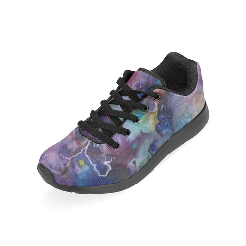 Abstract Watercolor Painting blue rose purple Women's Running Shoes/Large Size (Model 020)