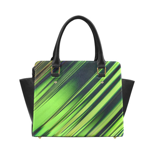 Diagonal Green/Black Abstract Classic Shoulder Handbag (Model 1653)