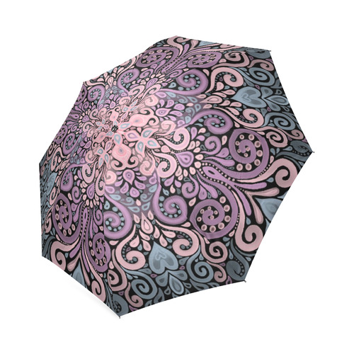 Pink, purple blue, Boho Watercolor Ornate Foldable Umbrella (Model U01)