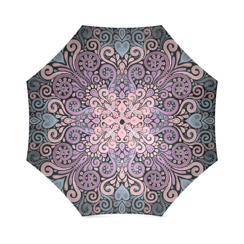 Pink, purple blue, Boho Watercolor Ornate Foldable Umbrella (Model U01)