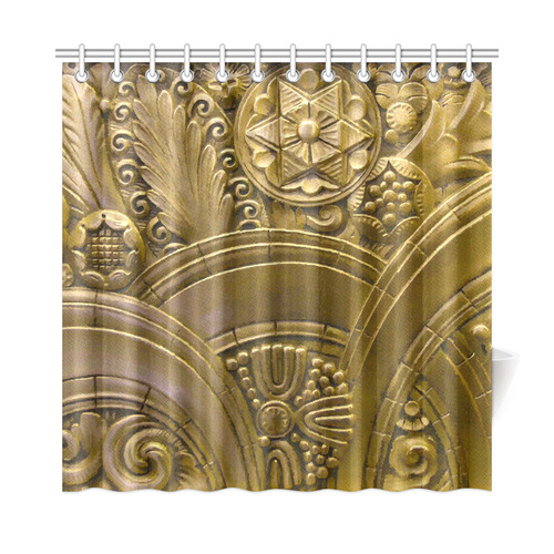 Beautiful Gold Art Deco Floral Shower Curtain 72"x72"