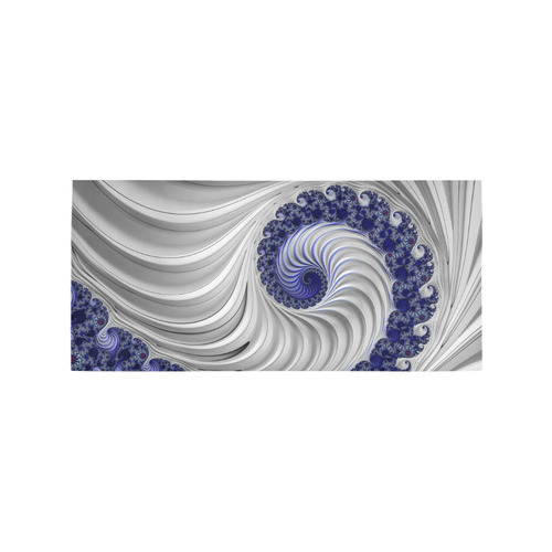 Blue Lines & Waves Abstract Fractal Art Area Rug 7'x3'3''