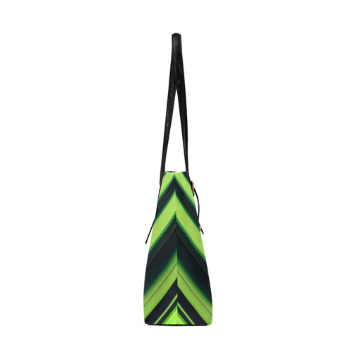 Diagonal Green/Black Abstract Euramerican Tote Bag/Large (Model 1656)
