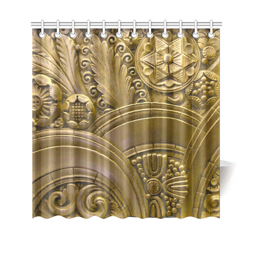 Beautiful Gold Art Deco Floral Shower Curtain 69"x70"