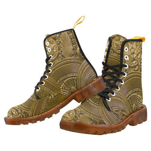Beautiful Gold Art Deco Floral Martin Boots For Women Model 1203H
