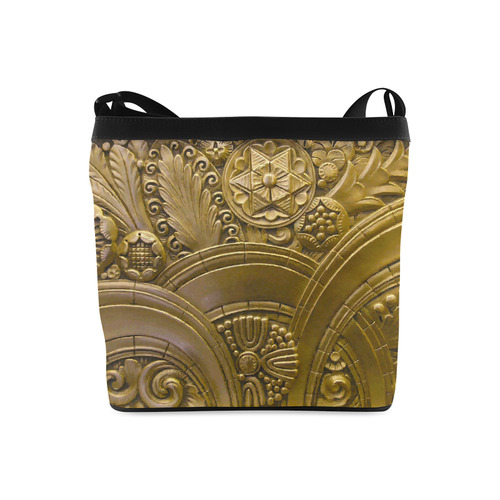 Beautiful Gold Art Deco Floral Crossbody Bags (Model 1613)