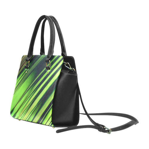 Diagonal Green/Black Abstract Classic Shoulder Handbag (Model 1653)