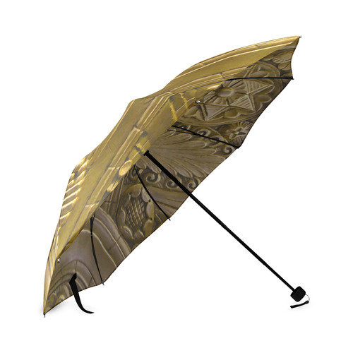 Beautiful Gold Art Deco Floral Foldable Umbrella (Model U01)