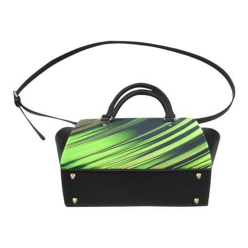 Diagonal Green/Black Abstract Classic Shoulder Handbag (Model 1653)