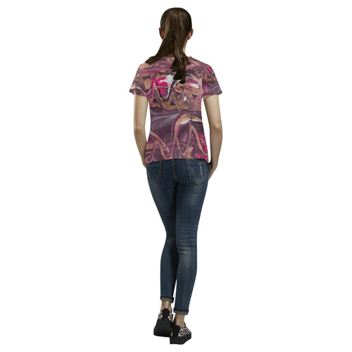 Abstract Acryl Painting plum brown pink All Over Print T-Shirt for Women (USA Size) (Model T40)