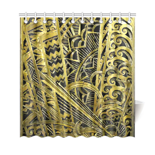 Art Deco Beautiful Gold Floral Geometric Shower Curtain 69"x72"