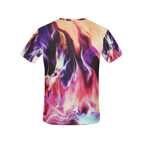 Abstract Watercolor Painting Crazy Fire All Over Print T-Shirt for Women (USA Size) (Model T40)