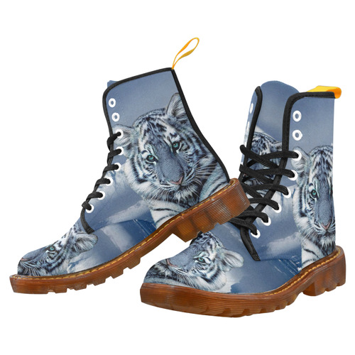 Blue White Tiger Martin Boots For Women Model 1203H