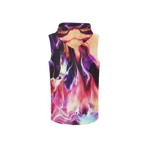 Abstract Watercolor Painting Crazy Fire All Over Print Sleeveless Zip Up Hoodie for Women (Model H16)