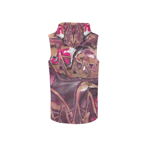 Abstract Acryl Painting plum brown pink All Over Print Sleeveless Zip Up Hoodie for Women (Model H16)
