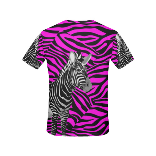 Skeptically looking ZEBRA on Pink Zebra Stripes All Over Print T-Shirt for Women (USA Size) (Model T40)