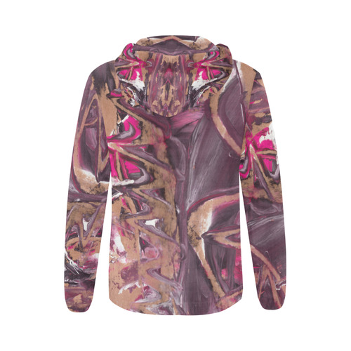 Abstract Acryl Painting plum brown pink All Over Print Full Zip Hoodie for Women (Model H14)