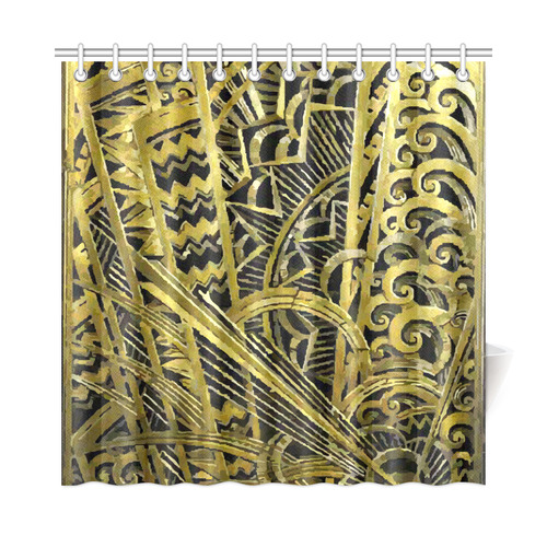 Art Deco Beautiful Gold Floral Geometric Shower Curtain 72"x72"