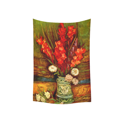 Van Gogh Red Gladioli Floral Fine Art Cotton Linen Wall Tapestry 40"x 60"