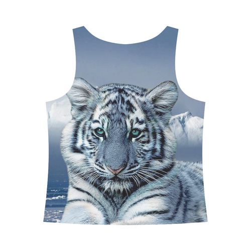 Blue White Tiger All Over Print Tank Top for Women (Model T43)