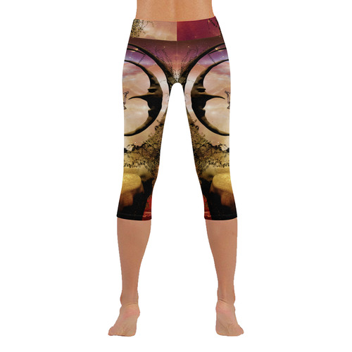 Dancing on the moon Women's Low Rise Capri Leggings (Invisible Stitch) (Model L08)