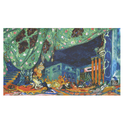 Scheherazade Rimsky Korsakov Ballet  Art Deco Cotton Linen Tablecloth 60"x 104"