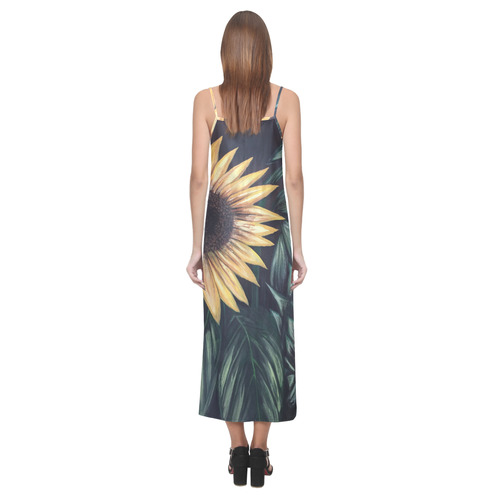 Sunflower Life V-Neck Open Fork Long Dress(Model D18)