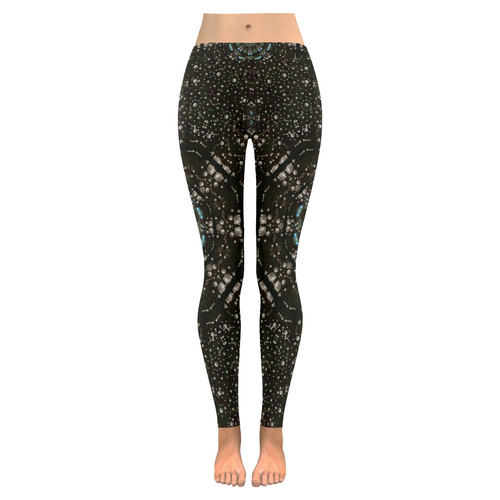 Pearl stars on a wonderful sky Women's Low Rise Leggings (Invisible Stitch) (Model L05)