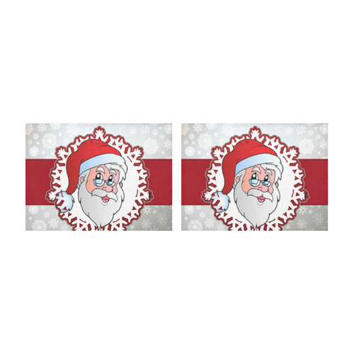 santa claus-red frame by JamColors Placemat 14’’ x 19’’ (Set of 2)