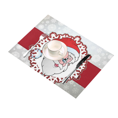 santa claus-red frame by JamColors Placemat 14’’ x 19’’ (Set of 2)