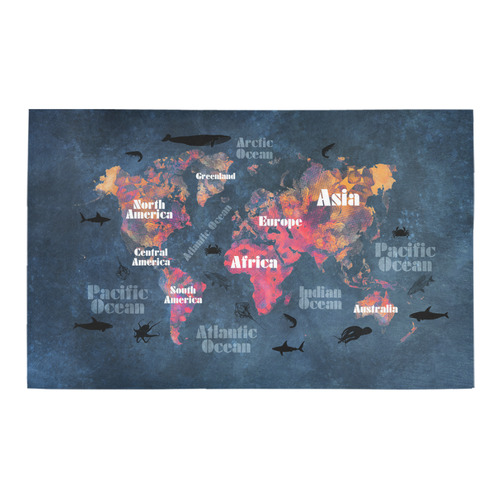 world map #world #map Bath Rug 20''x 32''