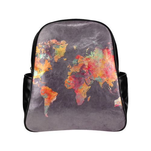 world map #world #map Multi-Pockets Backpack (Model 1636)