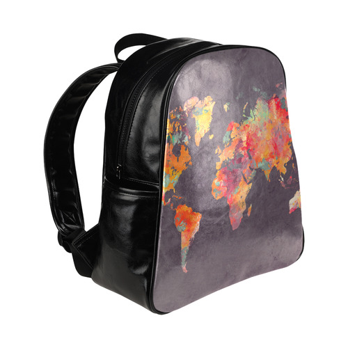 world map #world #map Multi-Pockets Backpack (Model 1636)